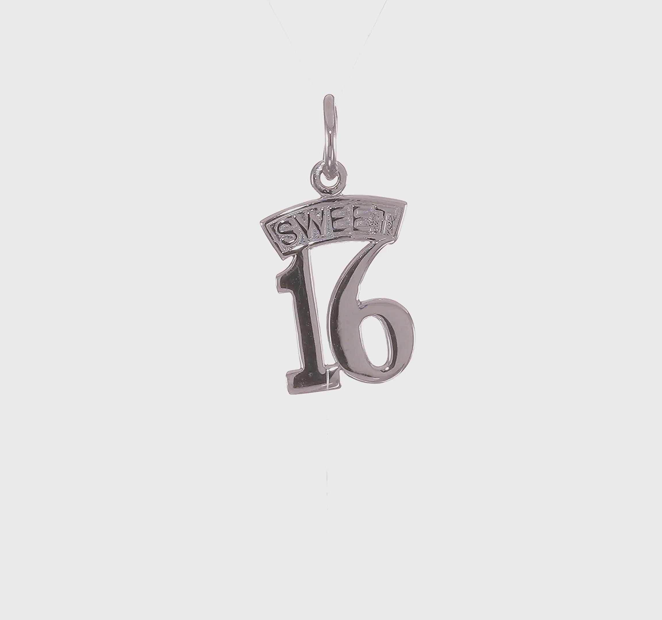 14kt White Gold SWEET 16 Charm