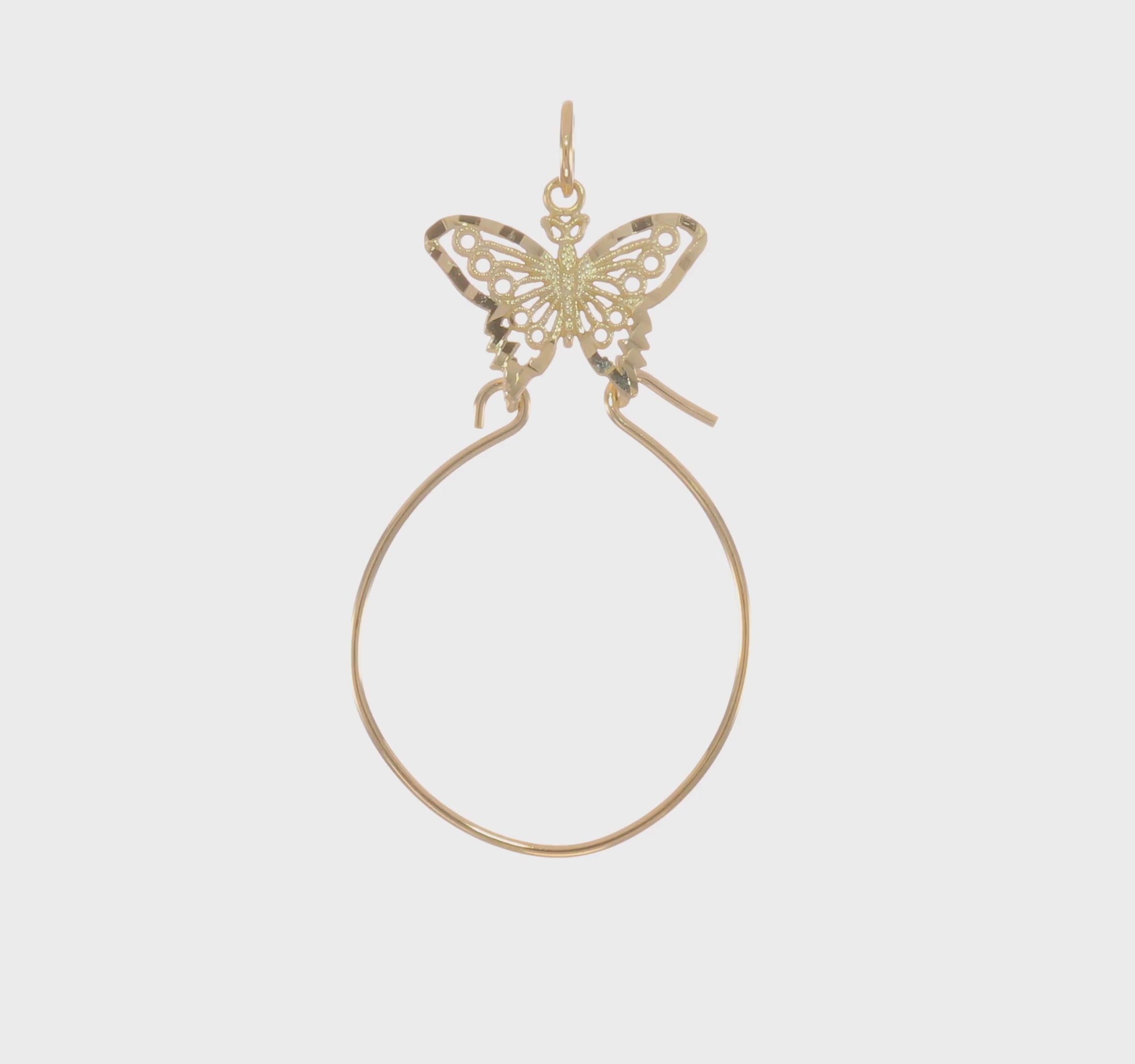 10kt Yellow Gold Filigree Butterfly Charm Holder