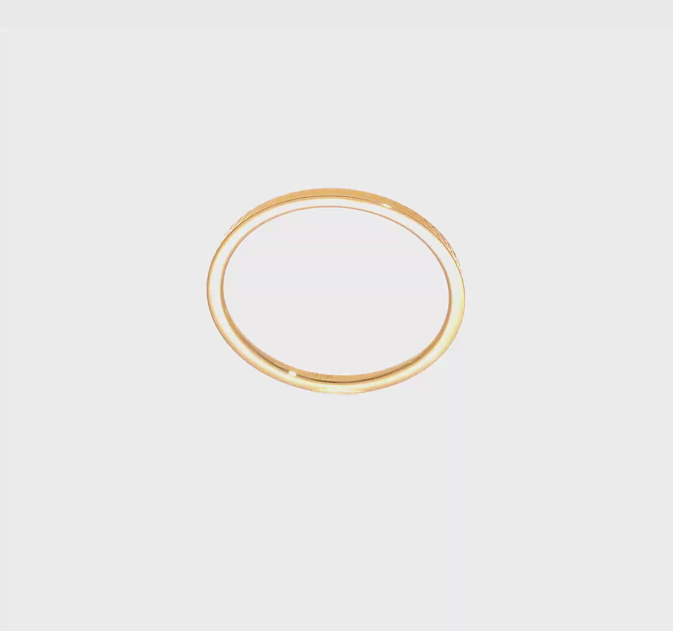 10KT Yellow Gold 1.2mm Criss-Cross Pattern Stackable Band Size 8