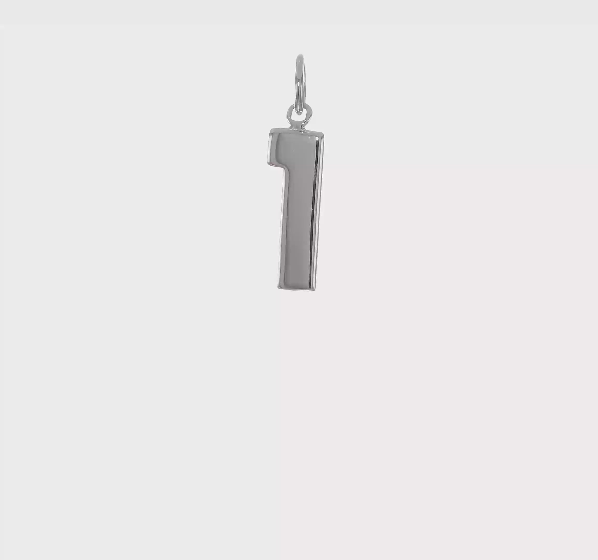 14kt White Gold  Medium Polished Number 1 Charm