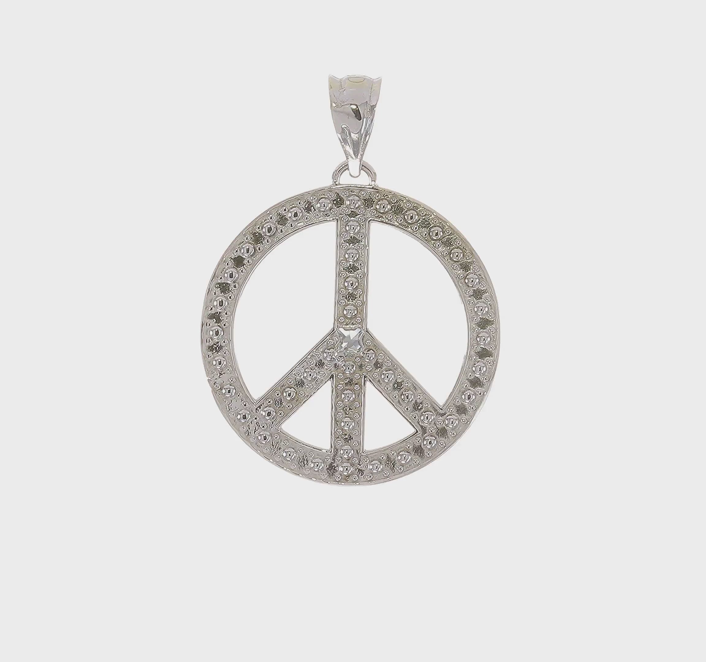 14kt White Gold White Peace Symbol Pendant