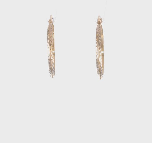 14kt Yellow Gold Polished Diamond-Cut Hoop Earrings
