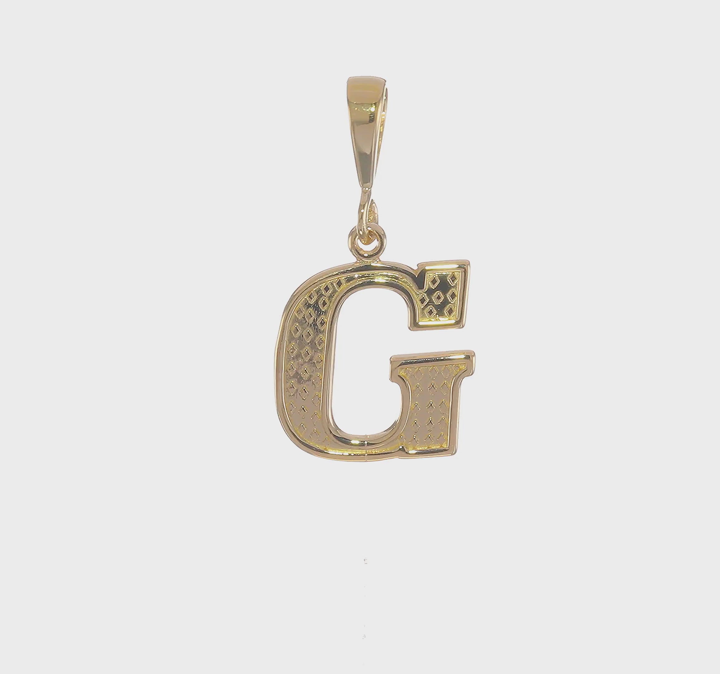 14kt Yellow Gold Textured Initial G Charm