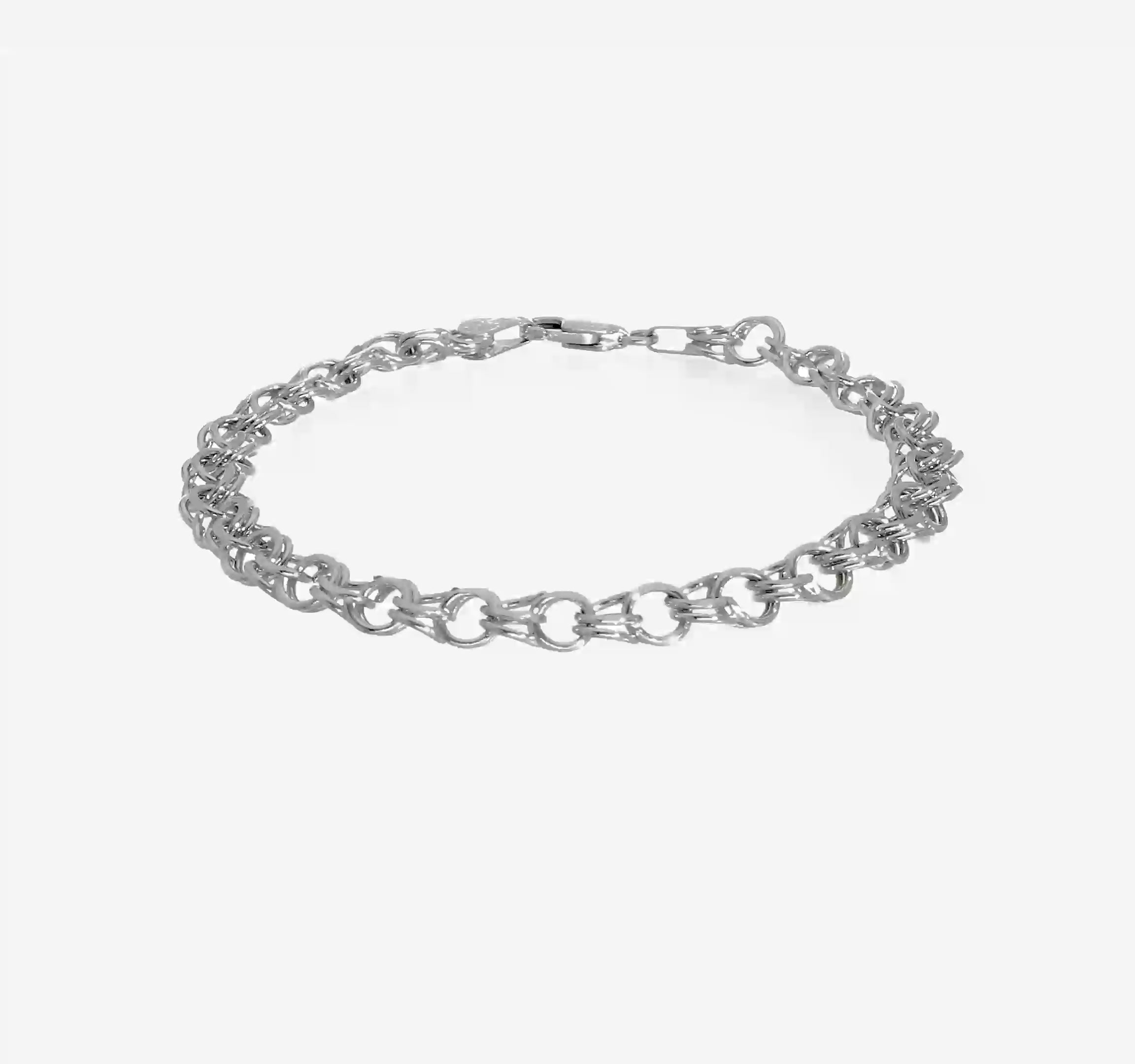 14KT White Gold Double Link Charm Bracelet