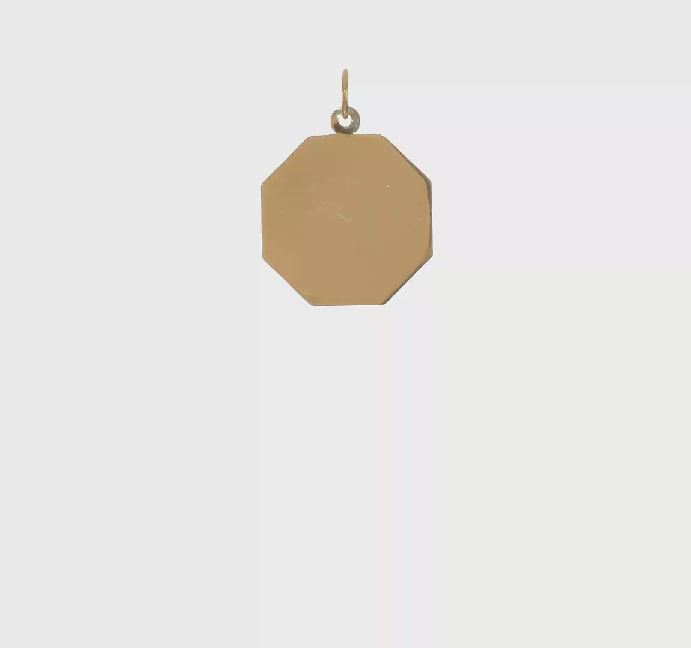 14kt Yellow Gold Plain .009 Gauge Engravable Octagonal Disc Charm