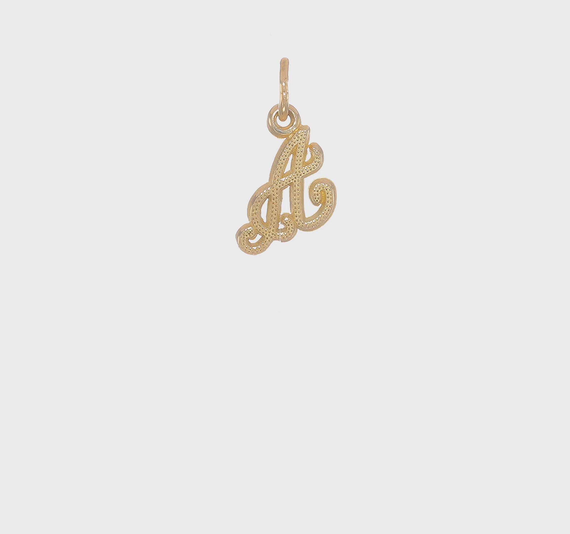 14KT Yellow Gold Script Letter A Initial Charm