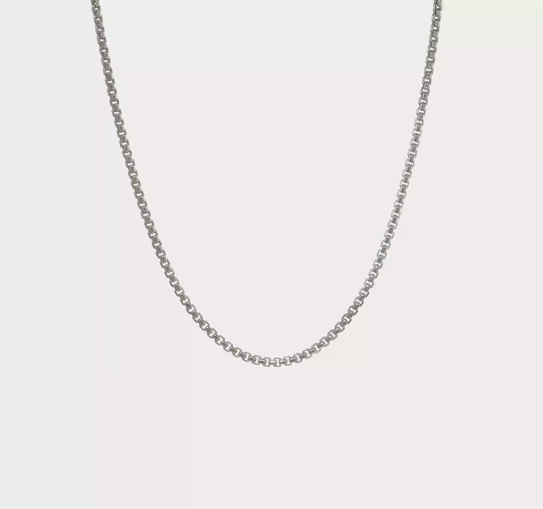 14kt White Gold 2.4mm Semi-Solid D/C Round Box Chain