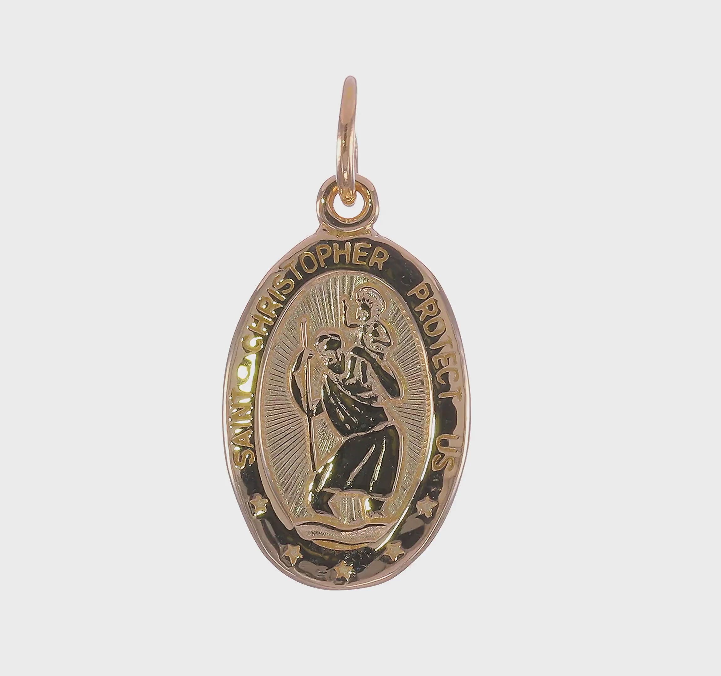 10kt Yellow Gold Solid Satin Polished St. Christopher Pendant