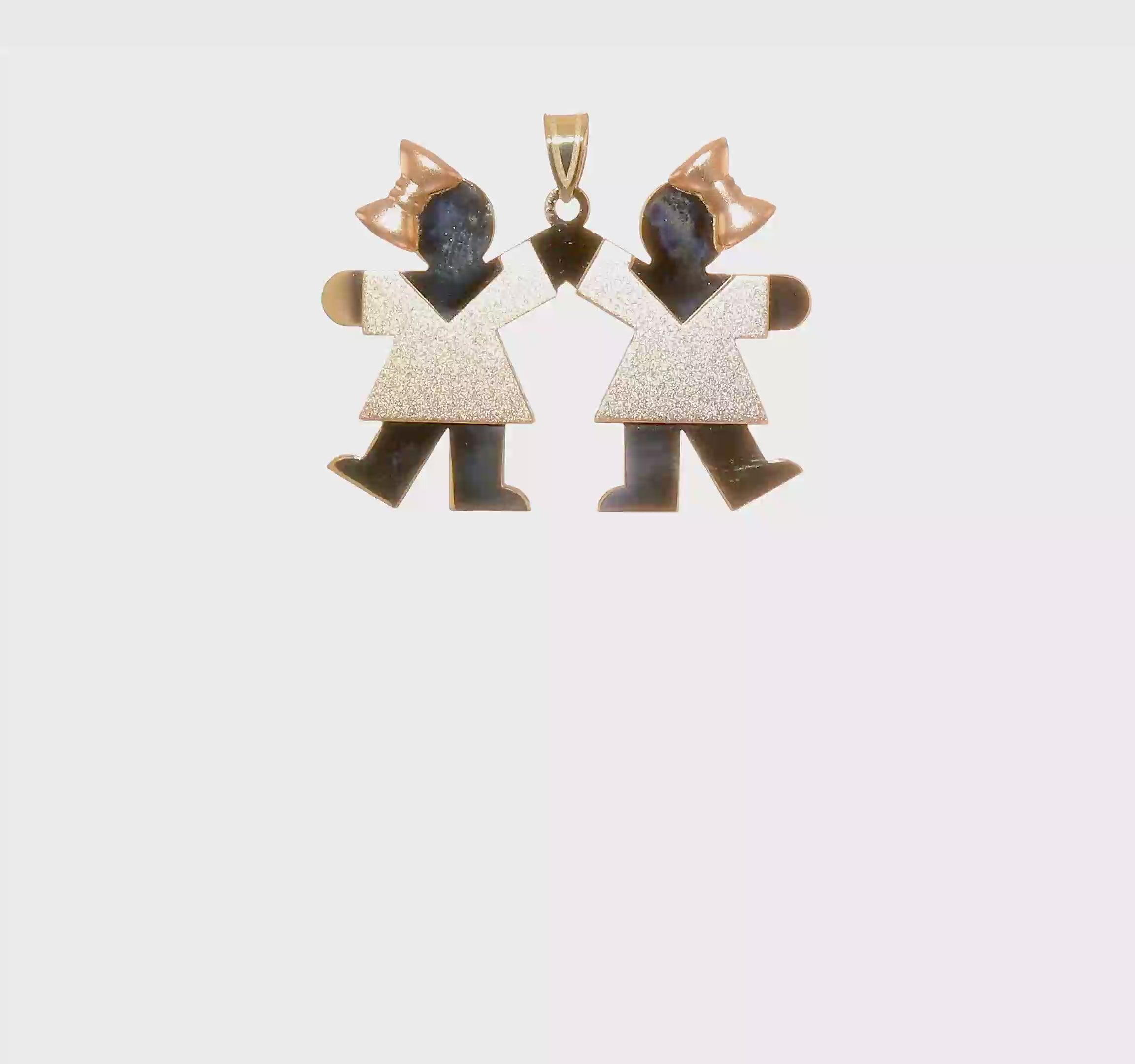 14kt Two-Tone Large Double Girls Engravable Charm