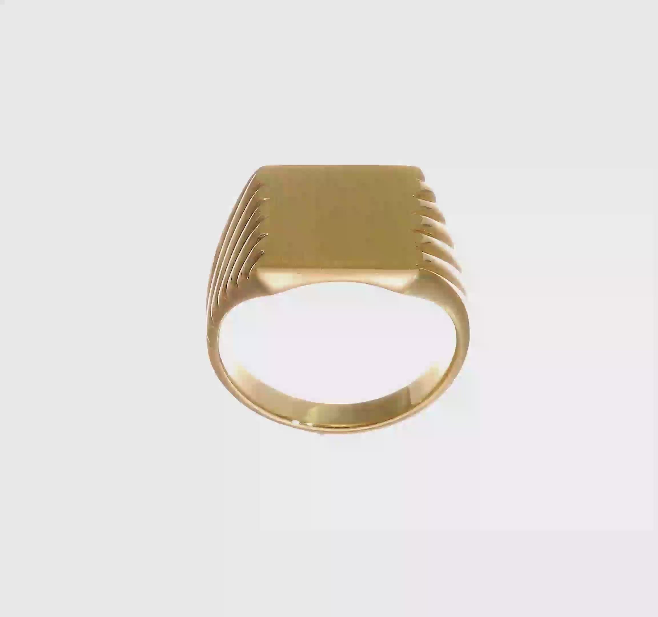 14kt Yellow Gold 13.0x13.0mm Closed Back Mens Signet Ring