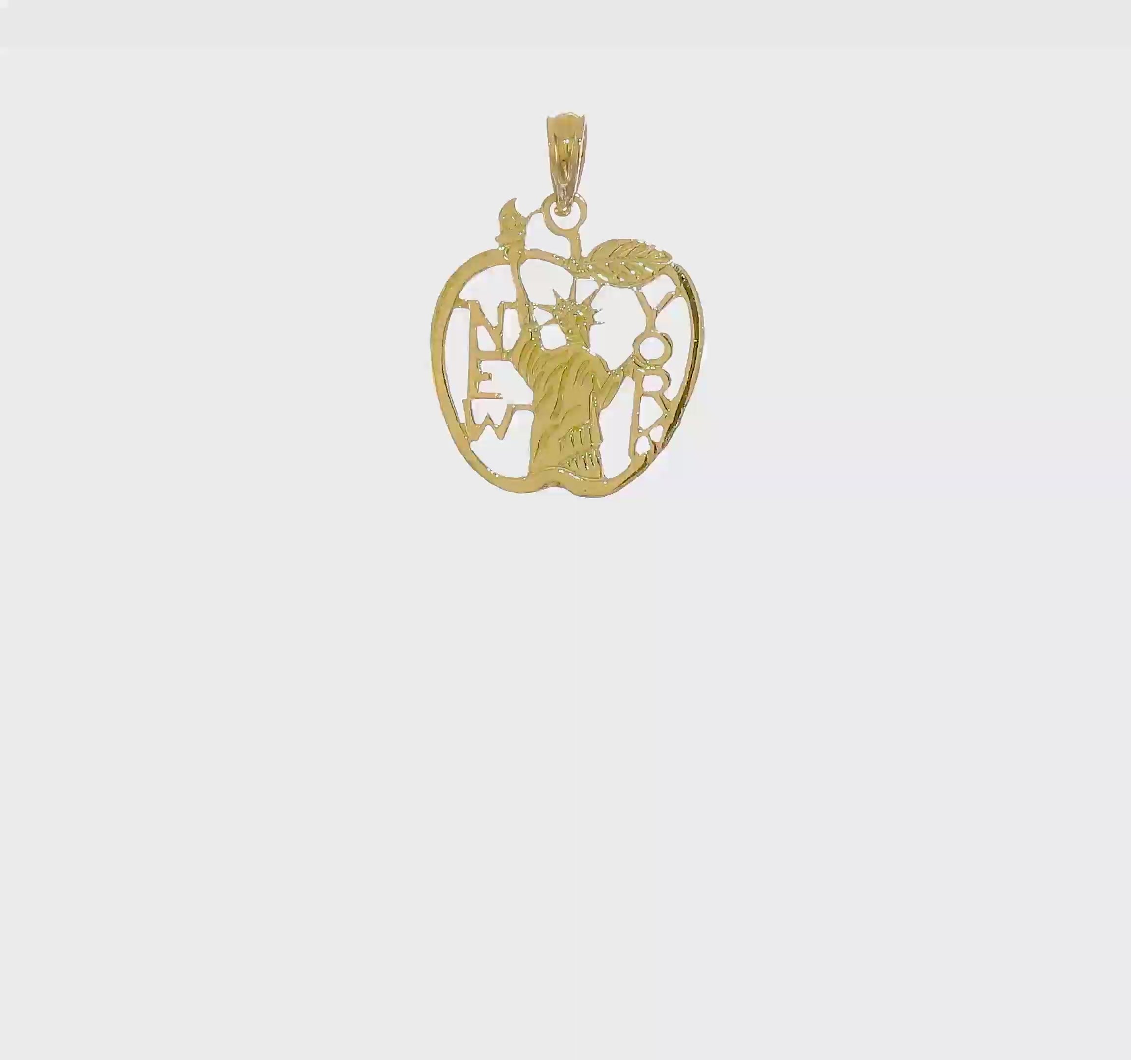 10kt Yellow Gold  Cut-out NEW YORK w/Statue of Liberty in Apple Charm