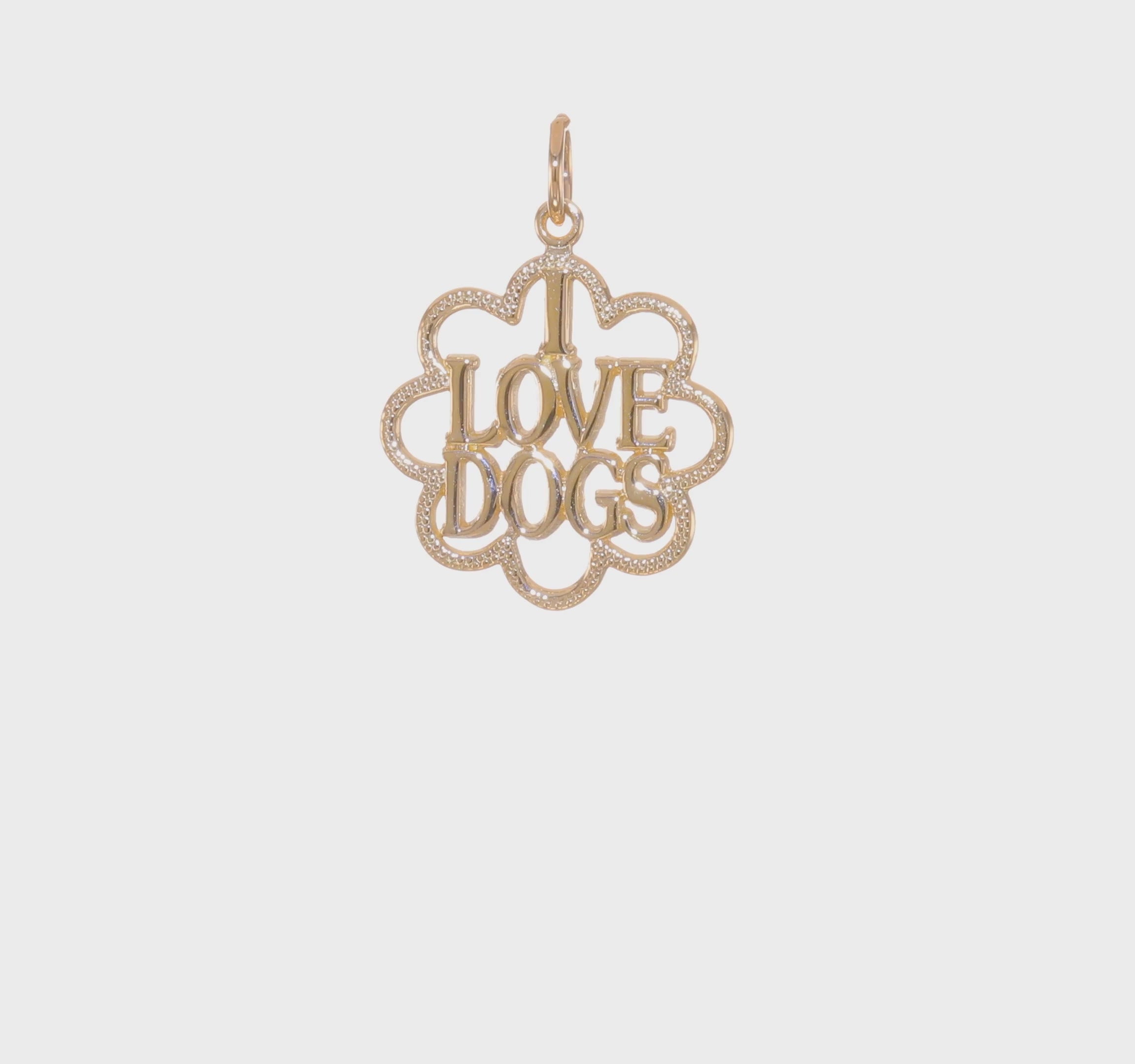 14kt Yellow Gold I LOVE DOGS Charm