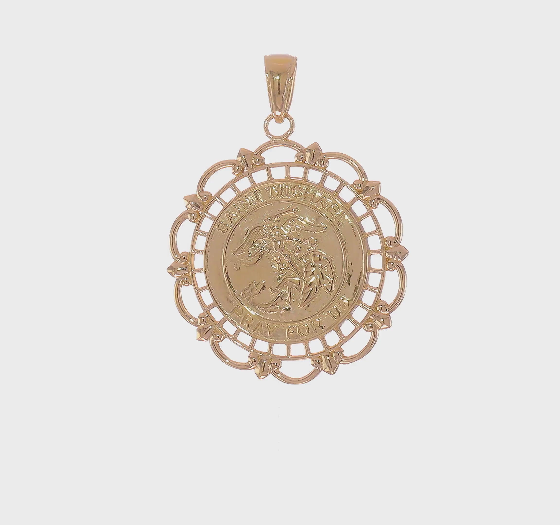 14KT Yellow Gold Gold Polished / Satin Saint Michael Medal Pendant