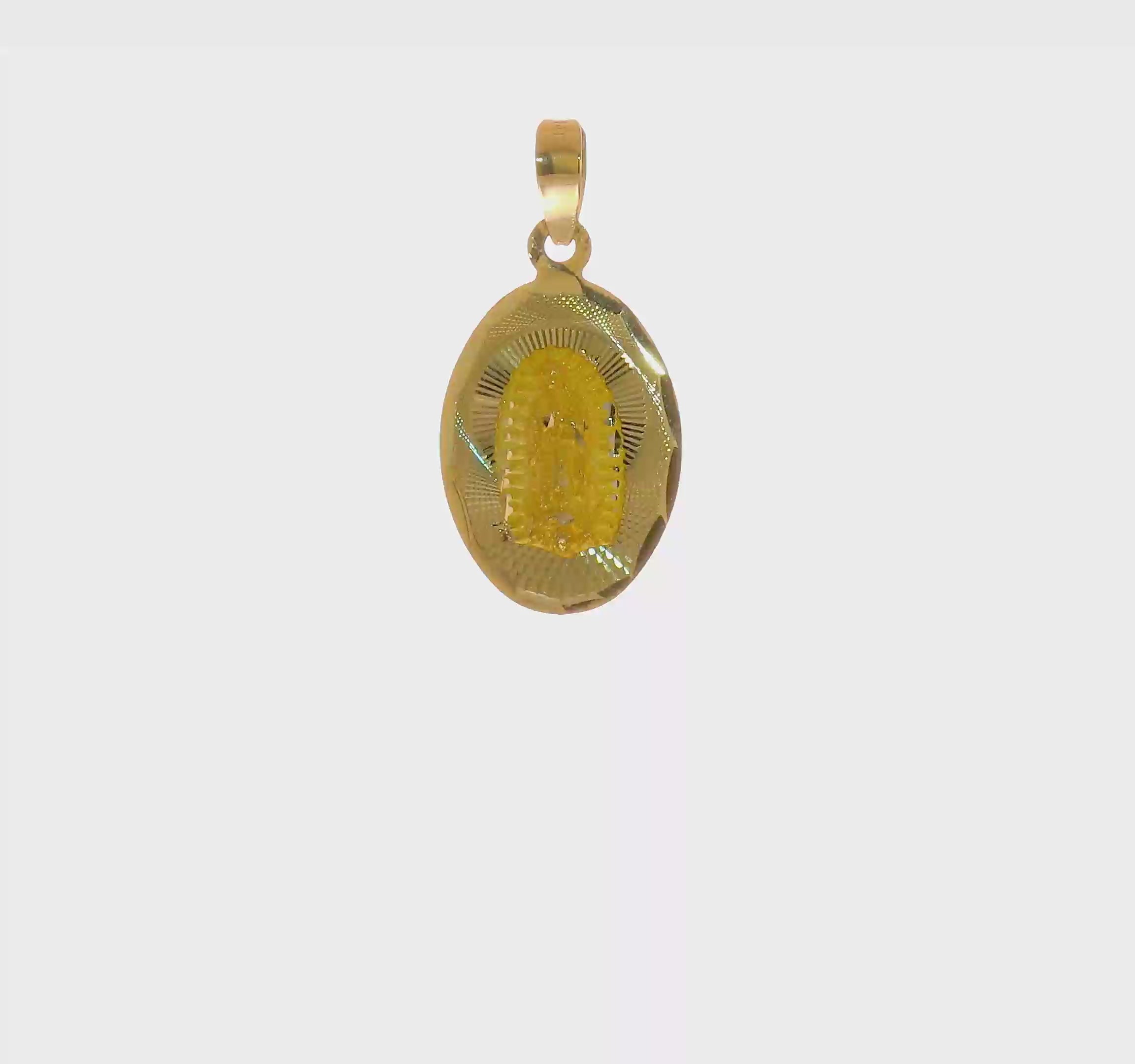14KT Yellow Gold Polished D/C Lady Of Guadalupe Oval Pendant