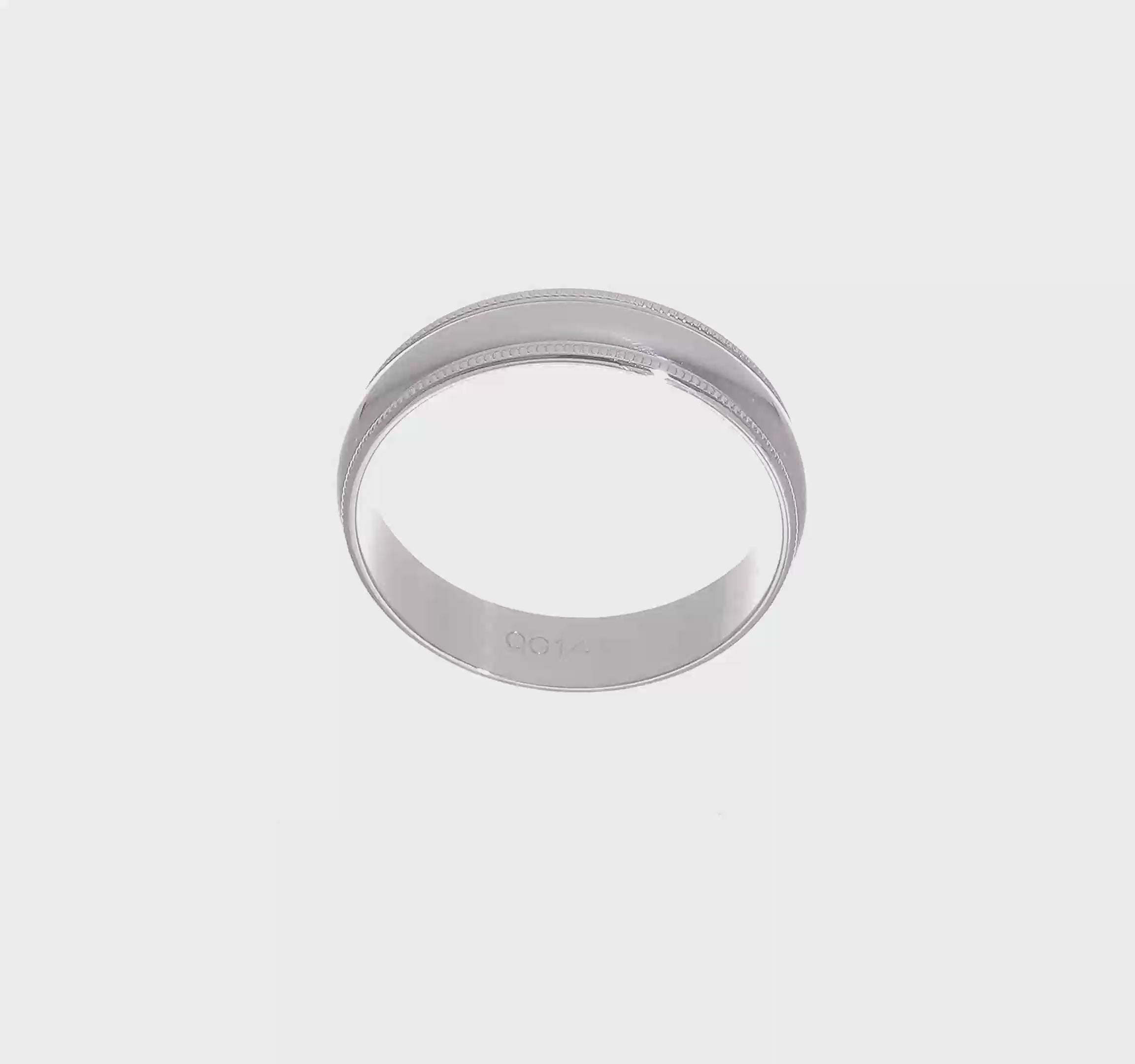 14kt White Gold 5mm Lightweight Milgrain Half Round Wedding Band Size 12.5