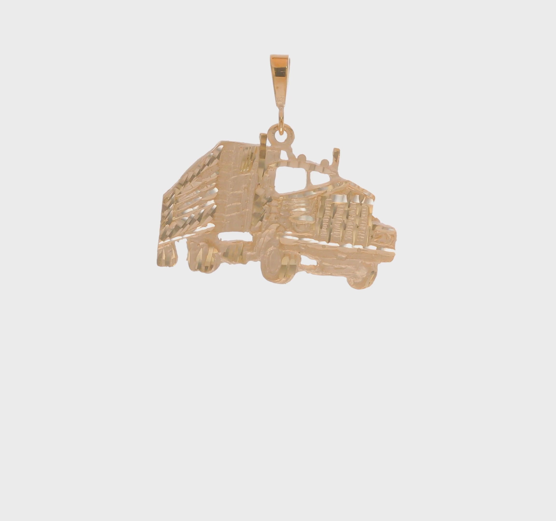 10kt Yellow Gold Solid Diamond-cut Semi with Trailer Charm
