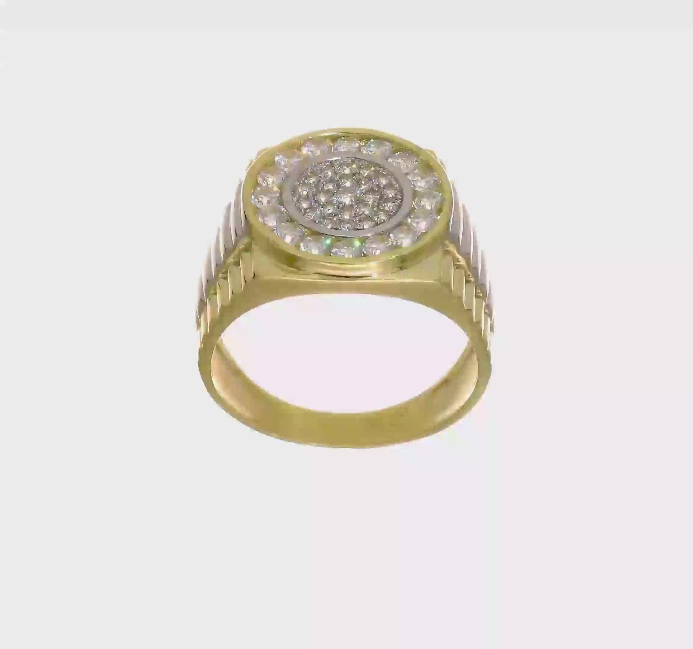 10KT Yellow Gold w/Rhodium CZ Mens Ring