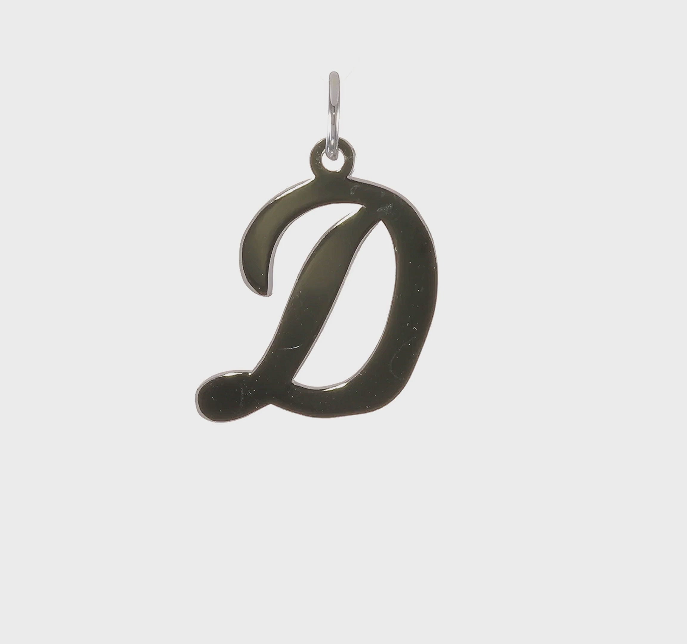 14kt White Gold Large Script Letter D Initial Charm