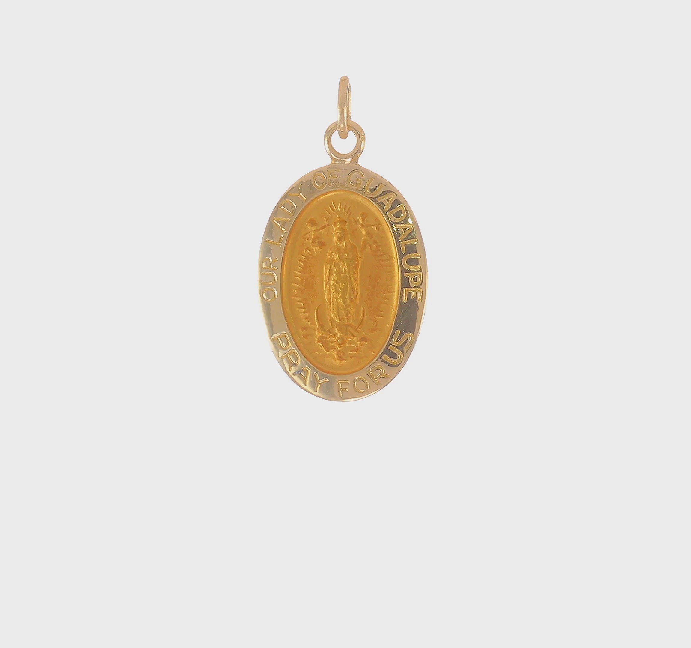 14kt Yellow Gold Polished and Satin Our Lady of Guadalupe Medal Pendant