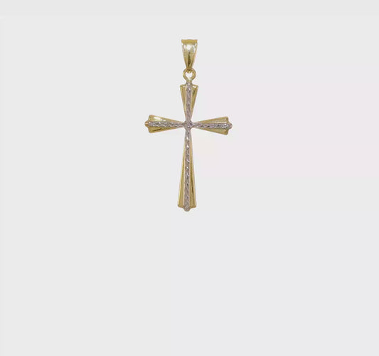 14kt Yellow Gold w/Rhodium Diamond Cut Cross Pendant