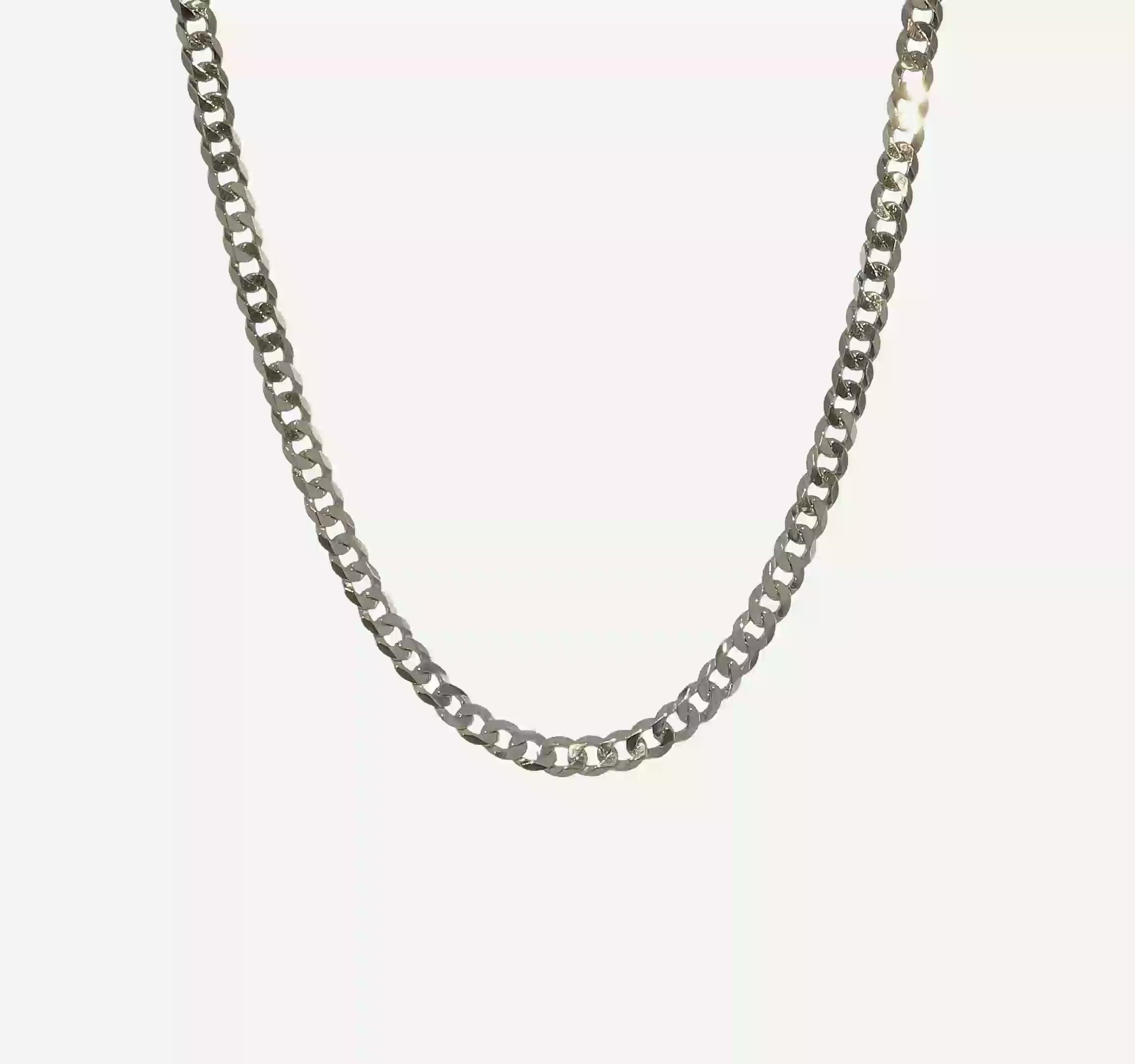 14KT White Gold 4.5mm Flat Beveled Curb Chain