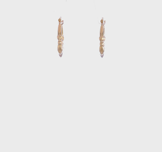 10kt Yellow Gold & Rhodium Claddagh Hollow Hoop Earrings