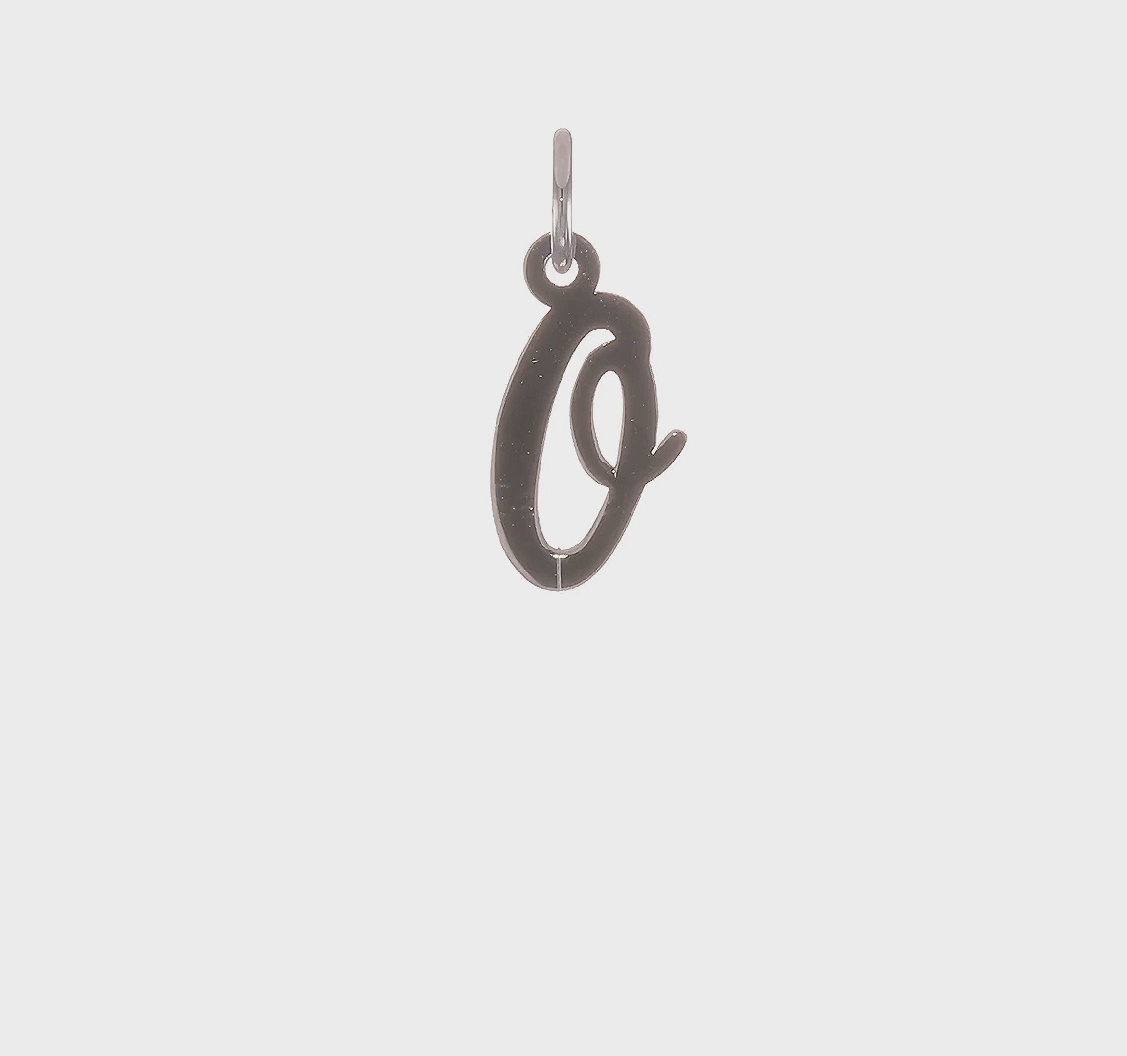 14kt White Gold Small Script Letter O Initial Charm