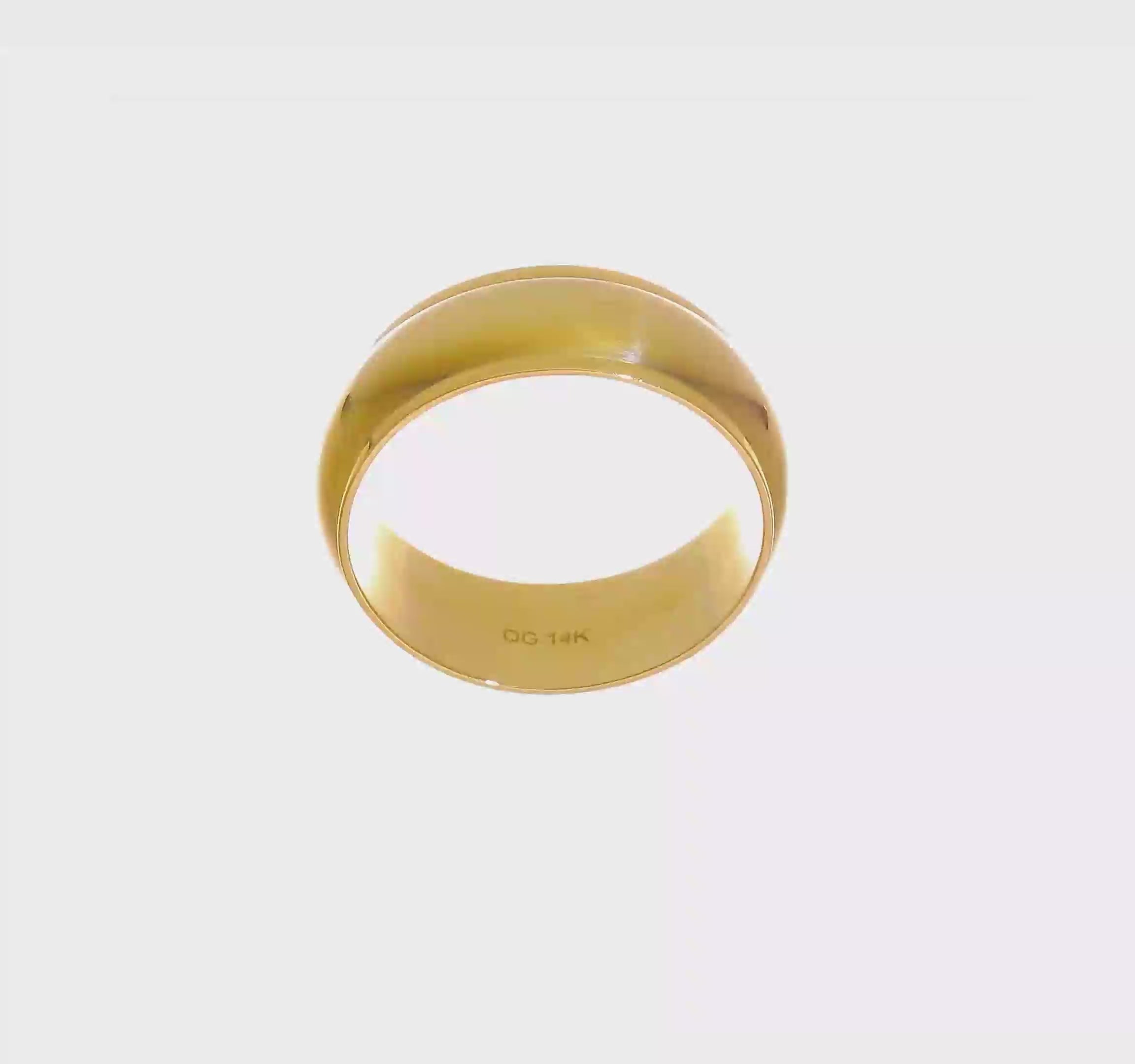 14kt Yellow Gold 8mm Half Round with Edge Wedding Band Size 5.5