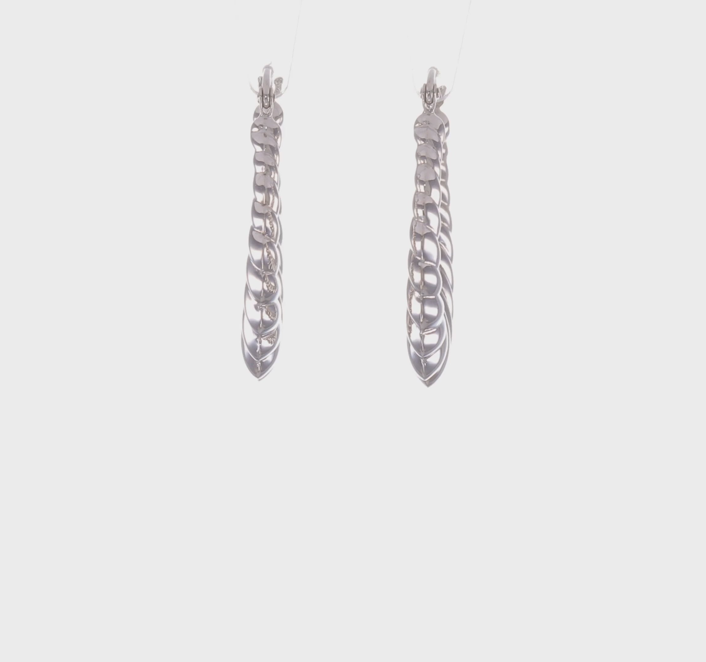 14kt White Gold Polished Scalloped Hoop Earrings