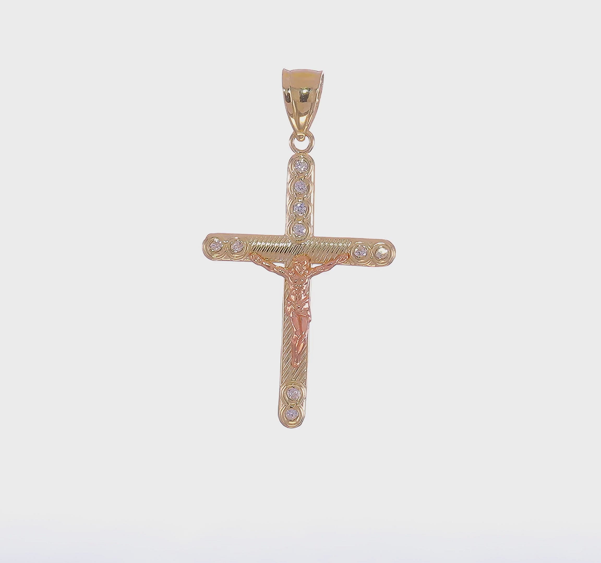 10kt Two-tone CZ Crucifix Pendant
