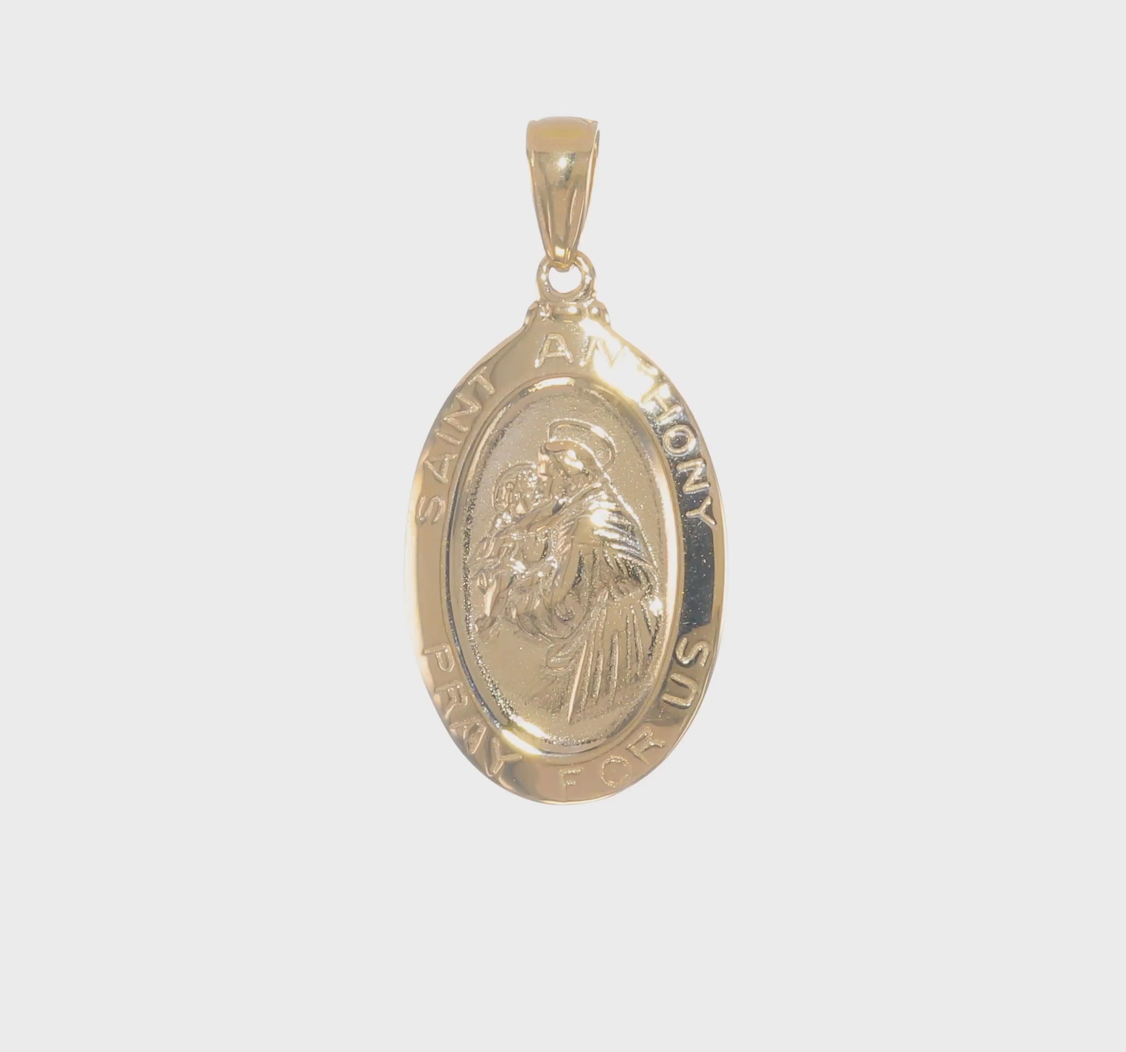 14kt Yellow Gold Saint Anthony Oval Medal Hollow Pendant