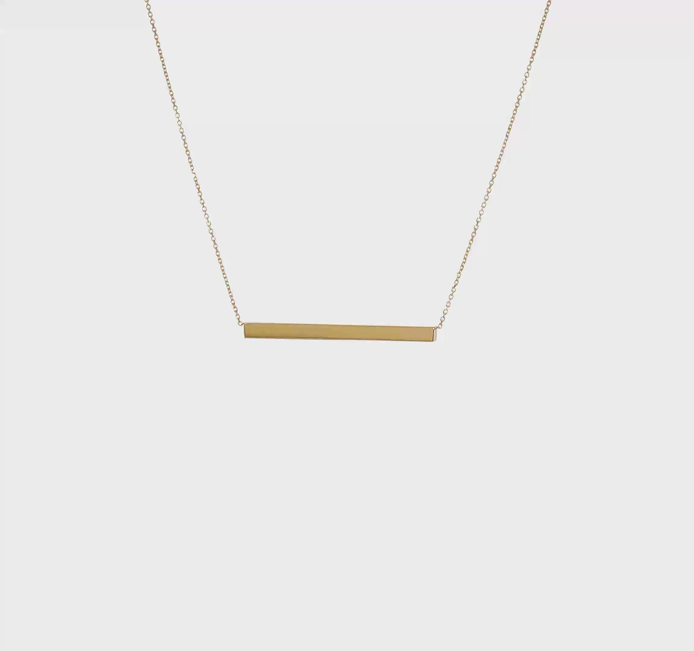 14KT Yellow Gold Polished with 1in ext. Bar Necklace