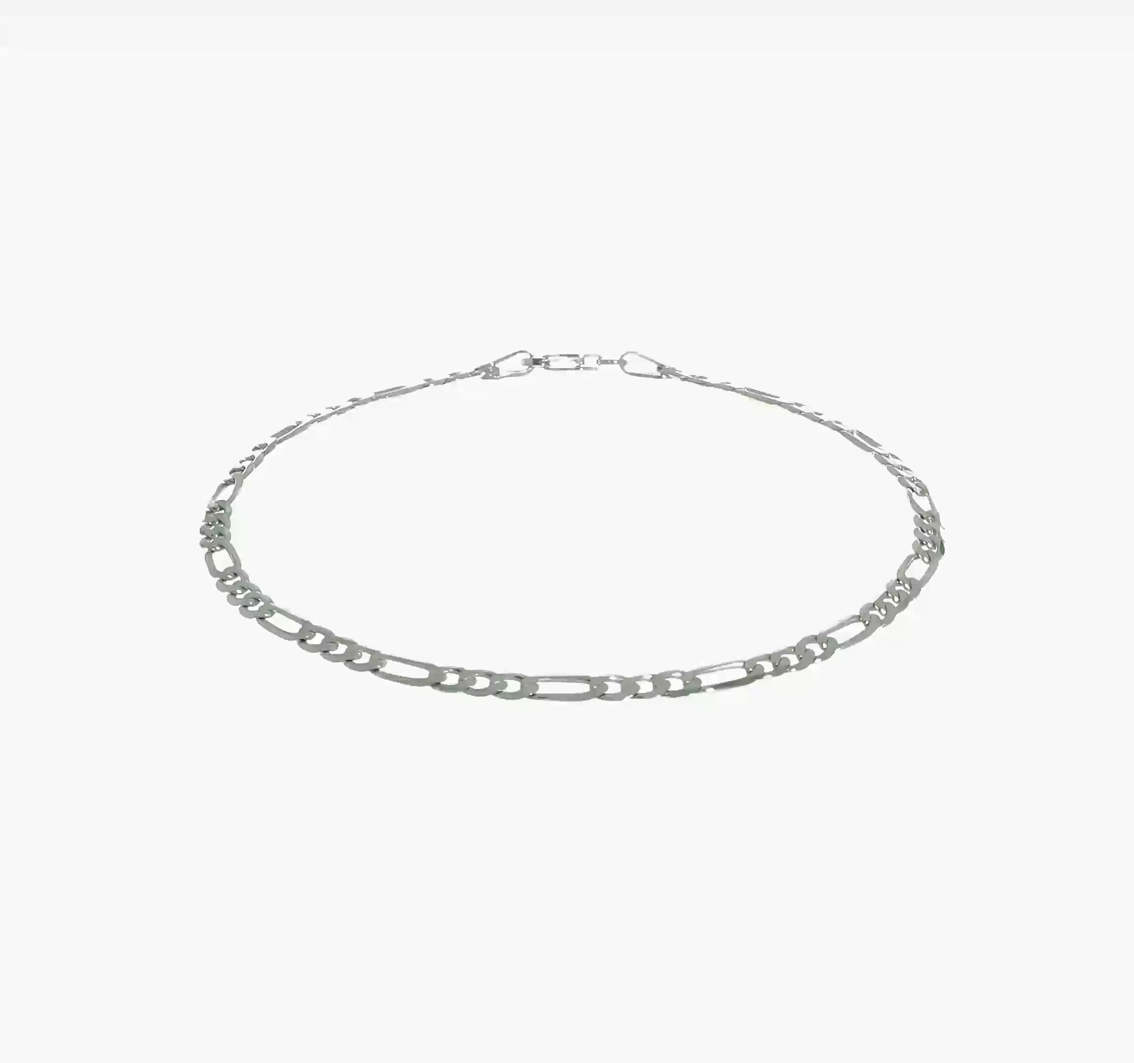 14KT White Gold 3mm Flat Figaro Chain
