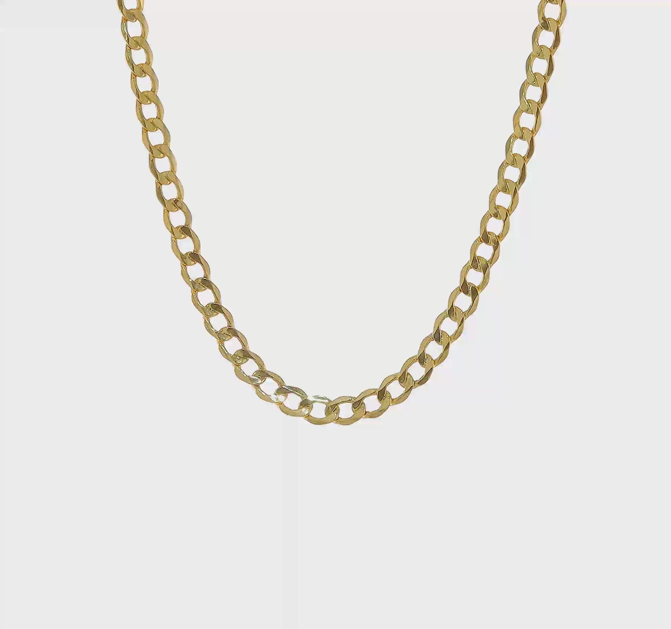 10kt Yellow Gold 5.25mm Semi-Solid Curb Link Chain