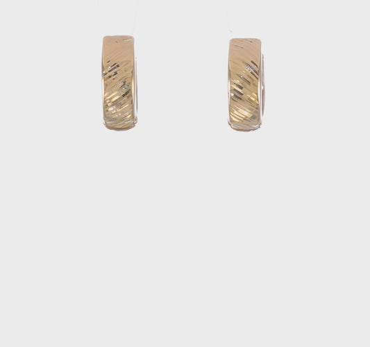 14kt Two-tone Textured Hoop Earrings