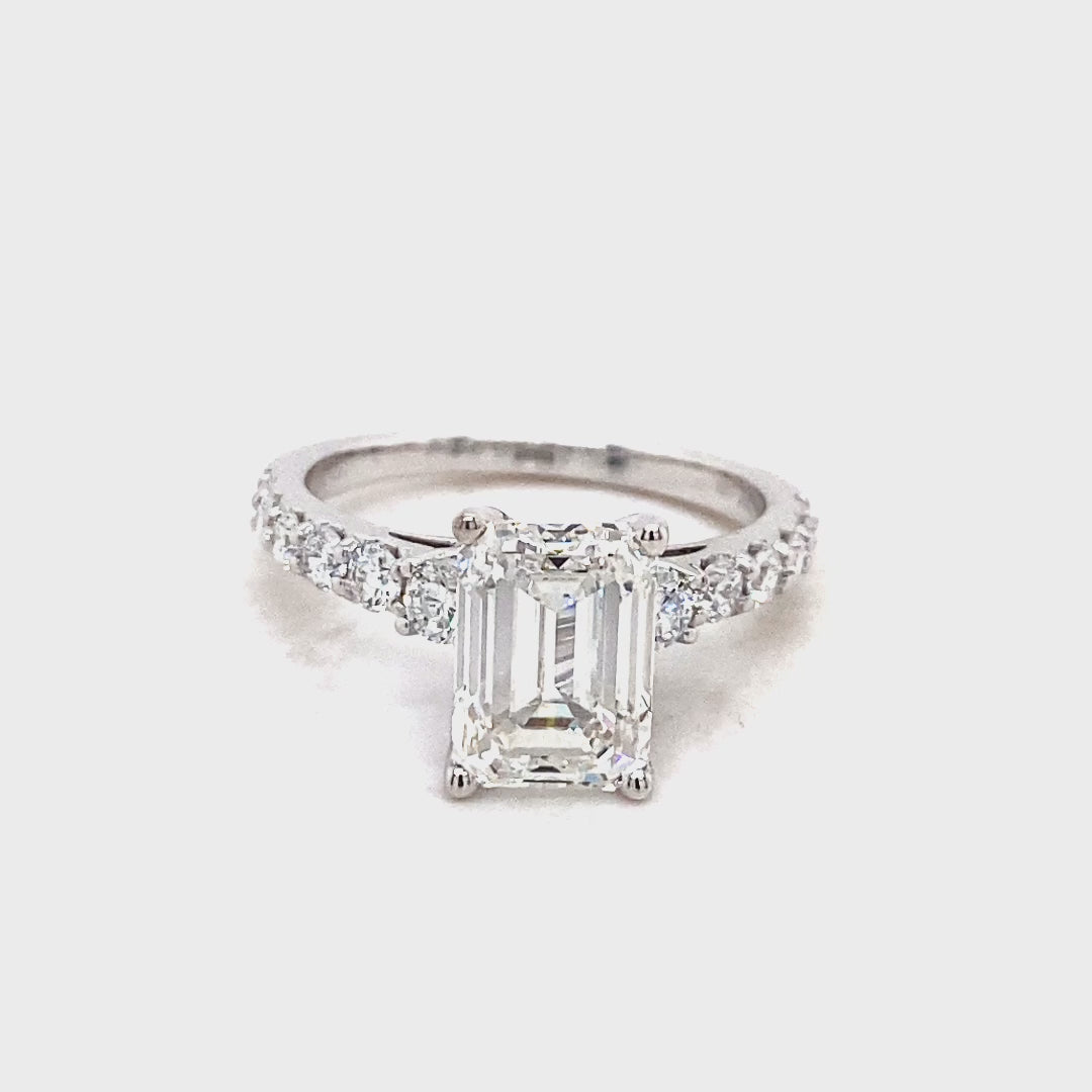 14kt White Gold 3.63 CTW Lab Diamond Emerald Shape Solitaire Ring