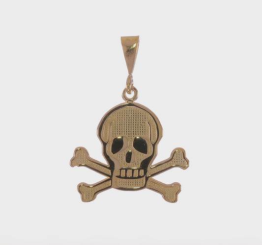 14kt Yellow Gold Skull and Bones Pendant