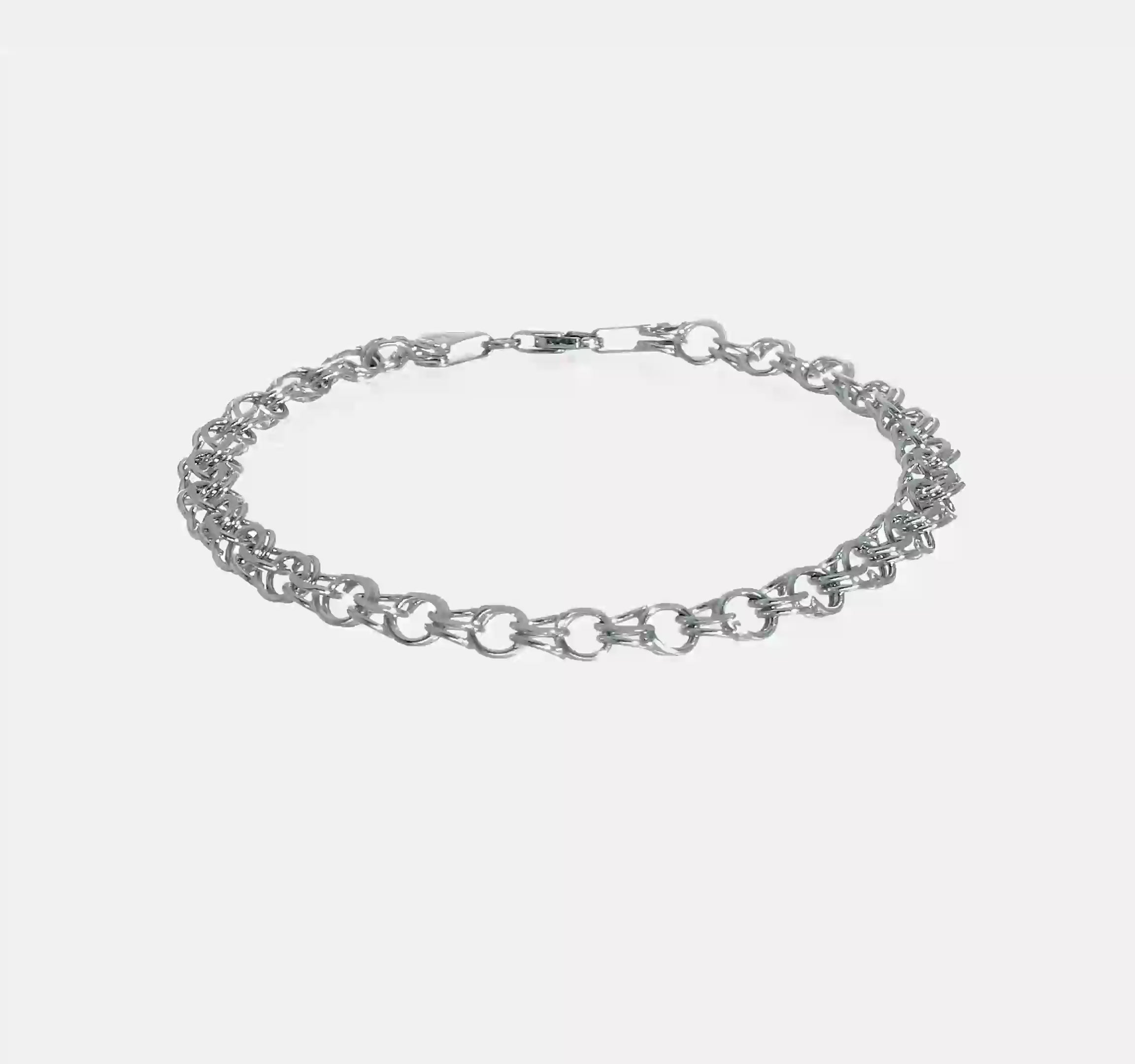 14KT White Gold Double Link Charm Bracelet