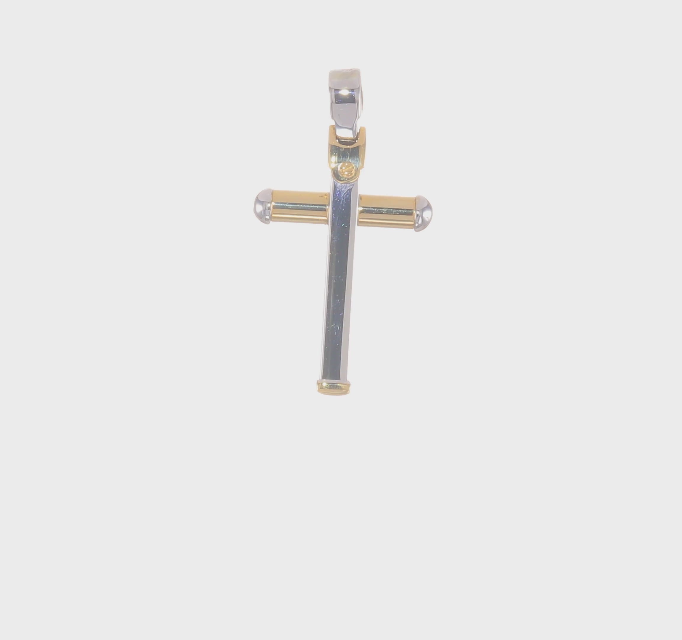 14KT Two-tone Polished Cross Pendant