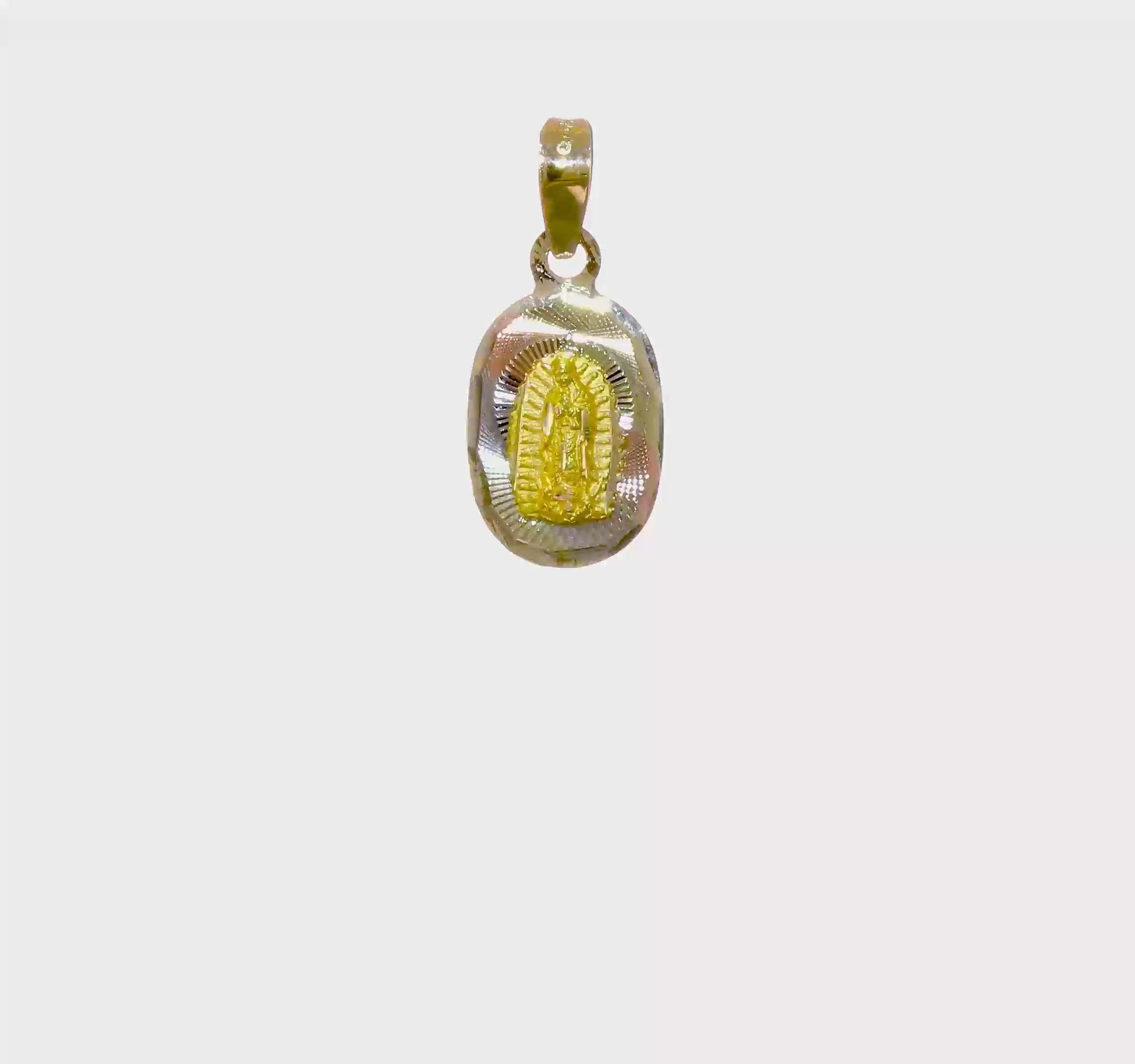 14kt Yellow Gold w/Rhodium D/C Lady Of Guadalupe Oval Pendant