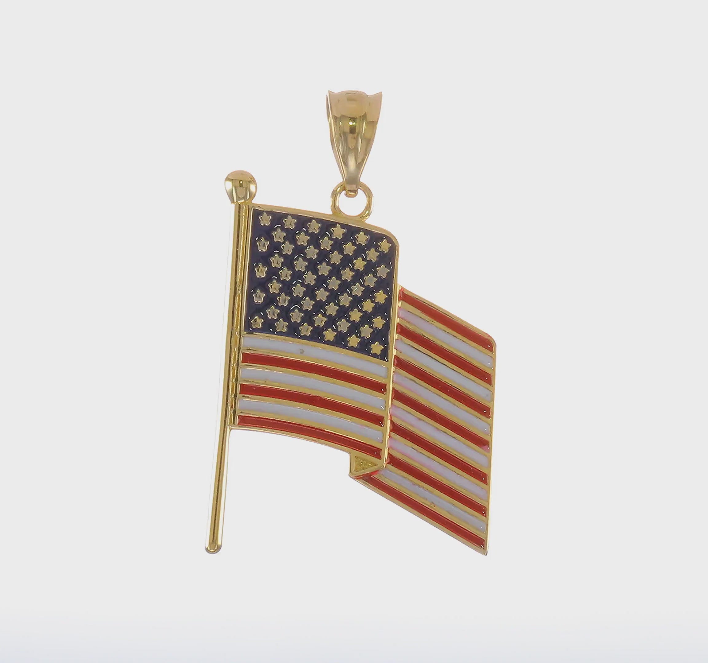 14kt Yellow Gold Enameled Flag Pendant