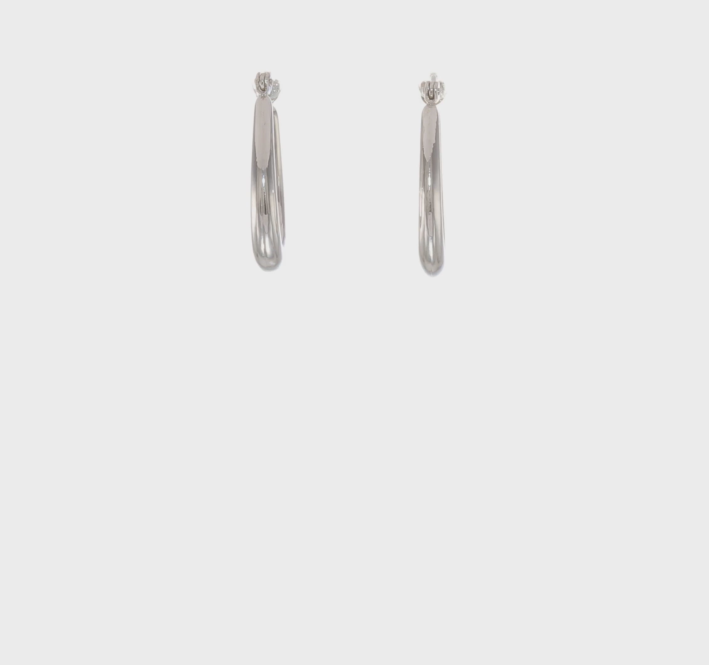 14kt White Gold Polished Hoop Earrings
