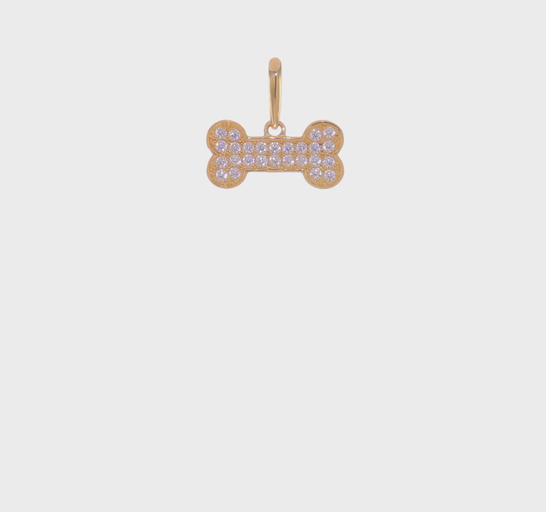 14kt Yellow Gold Madi K CZ Dog Bone Pendant