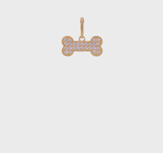 14kt Yellow Gold Madi K CZ Dog Bone Pendant