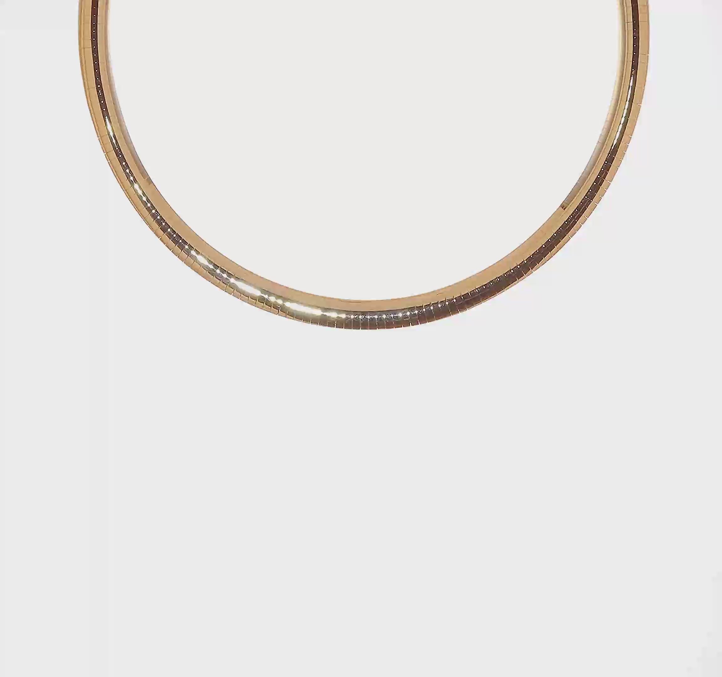 14KT Yellow Gold 8mm Lightweight Domed Omega Necklace