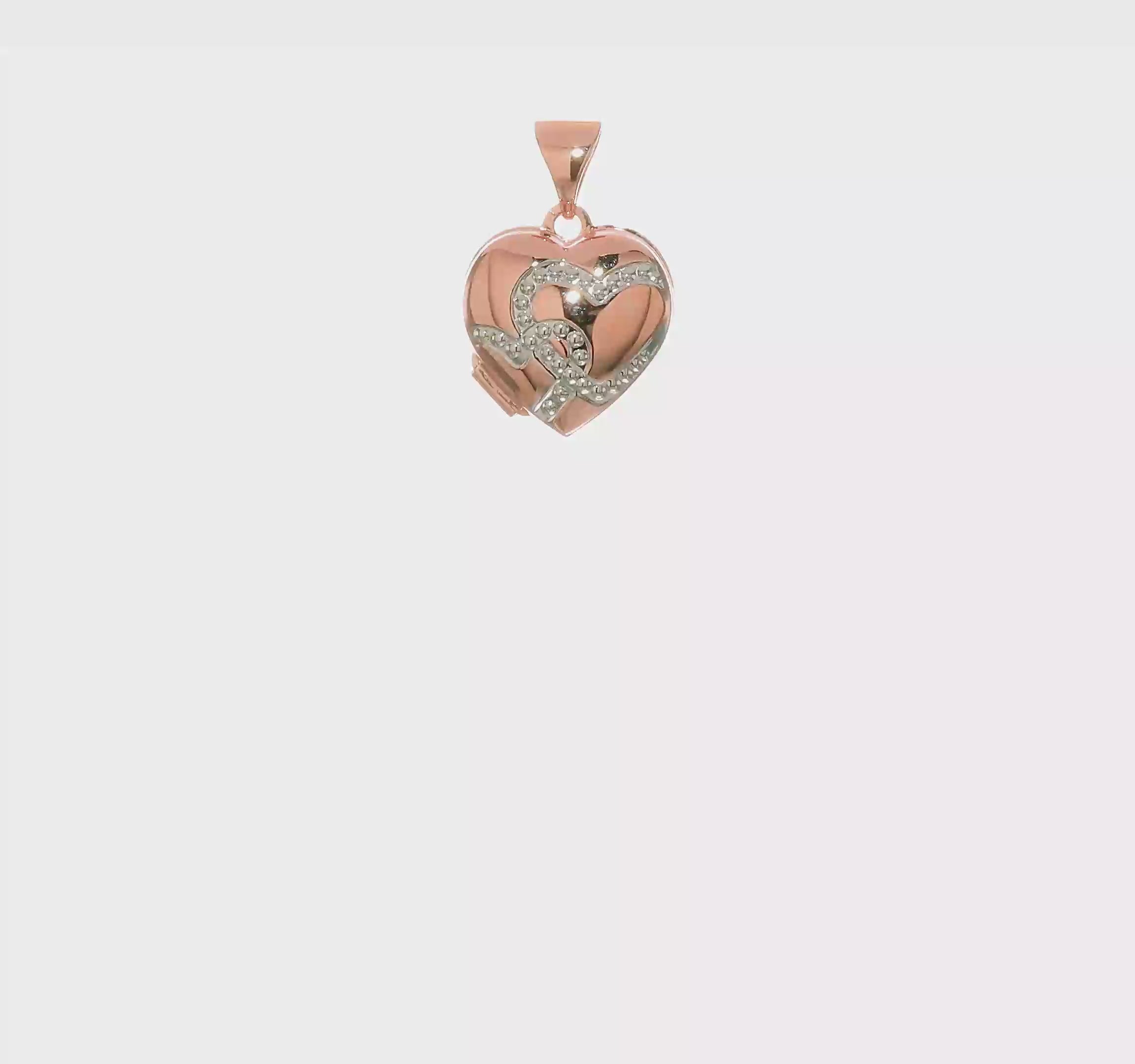 14kt Rose Gold w/ White Rhodium 12mm Heart Locket