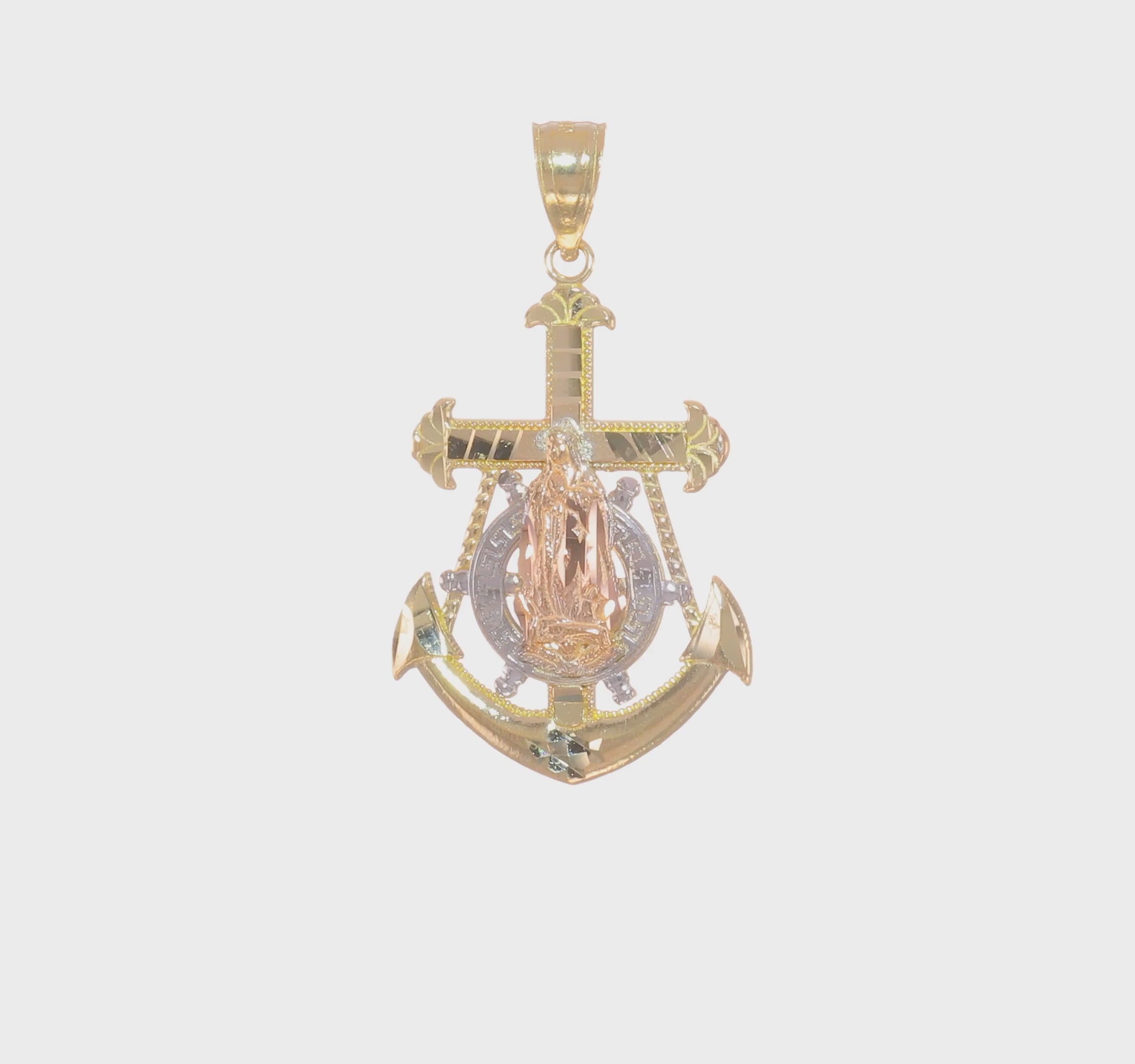 10kt Two-tone white/Rhodium Mariner Blessed Mother Pendant