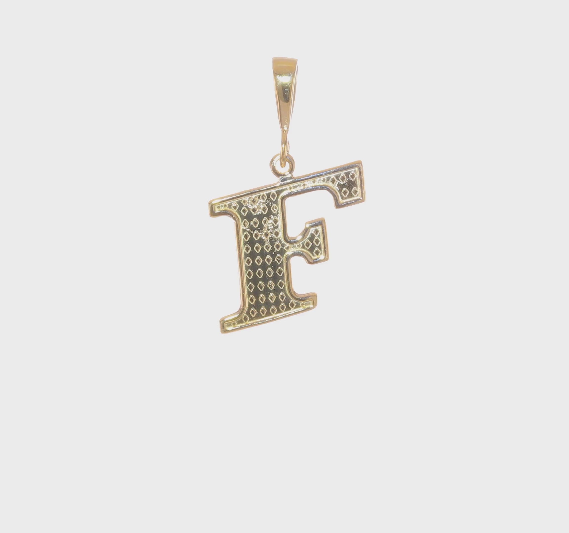 14kt Yellow Gold Textured Initial F Charm