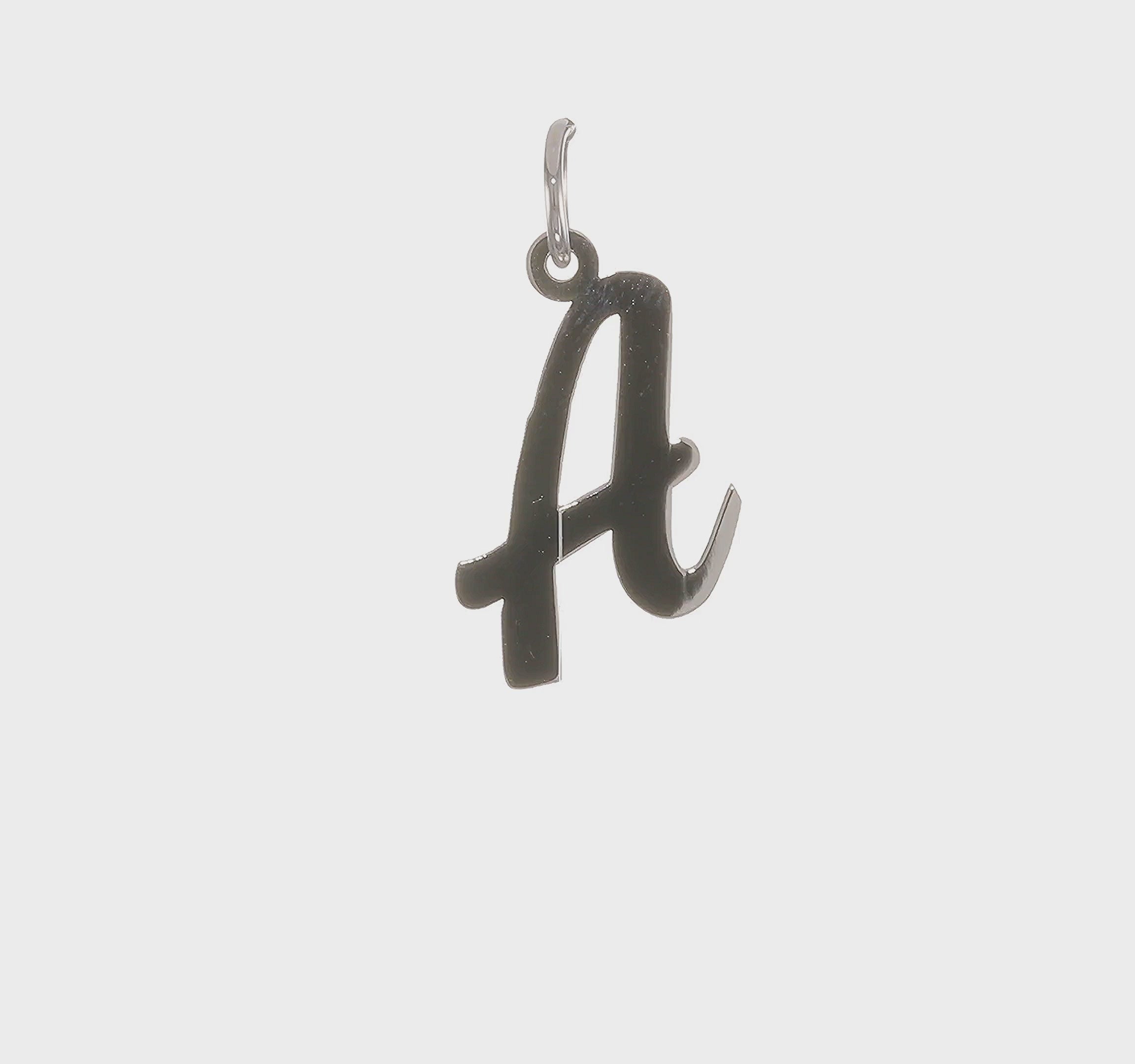 14kt White Gold Medium Script Letter A Initial Charm