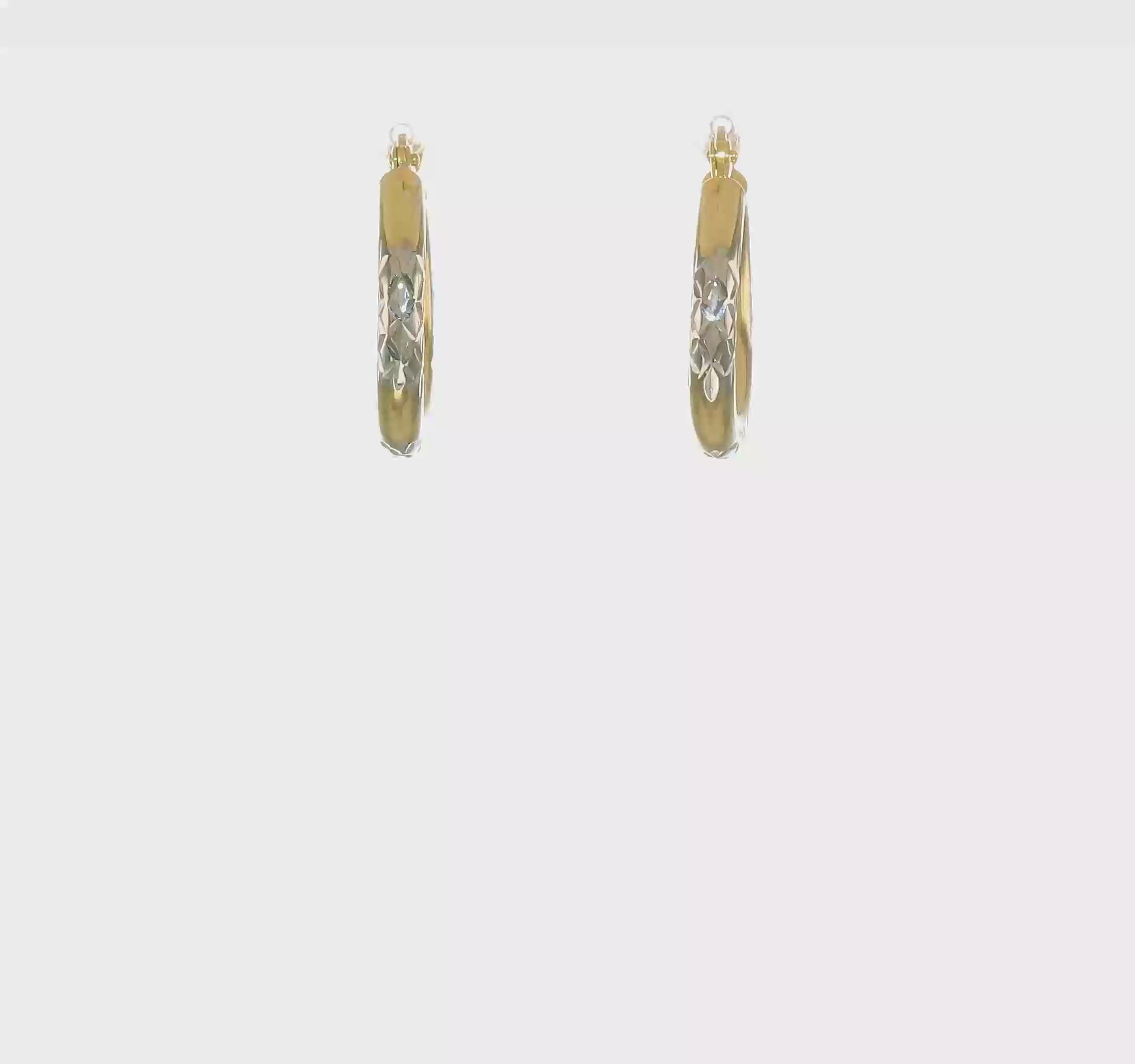 Leslie's 10KT with Rhodium Diamond Cut 3mm Hoop Earrings